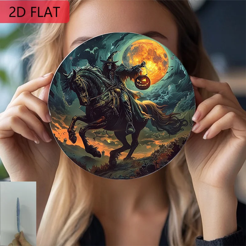 2D Flat, 2D Flat Sun Catcher, Acrylic Colored Sun Catcher, Transparent Double-Sided HD Printed Halloween Crystal Night Light - H