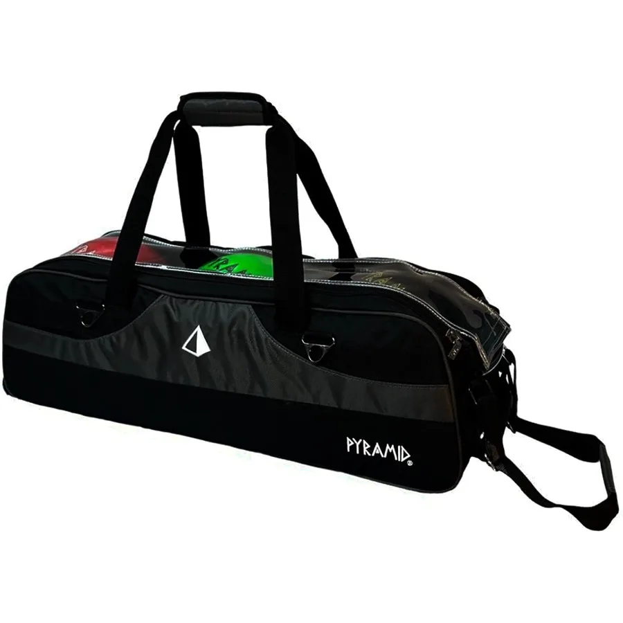 Saco de boliche de rolo triplo fino Pyramid Path com bolsos laterais grandes para acessórios - design leve para viagens ideal para Ai