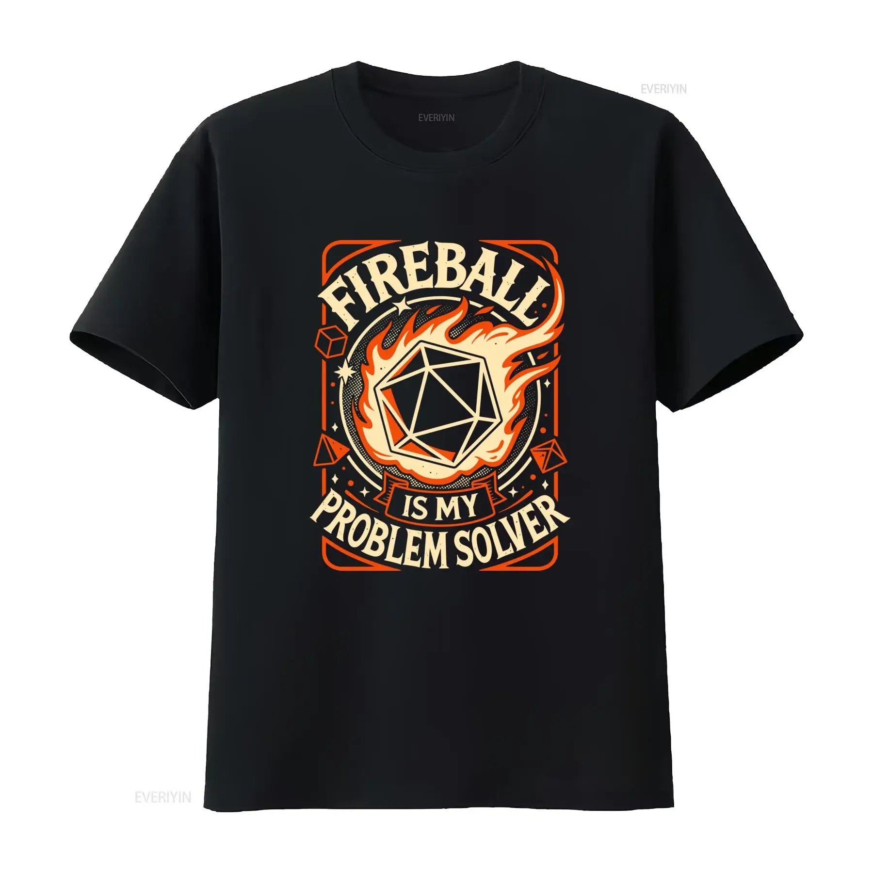 Camiseta Fireball Is My Problem Solver con diseño divertido y estampado de llamas y diamantes para compradores estadounidenses, estilo vintage lavado.