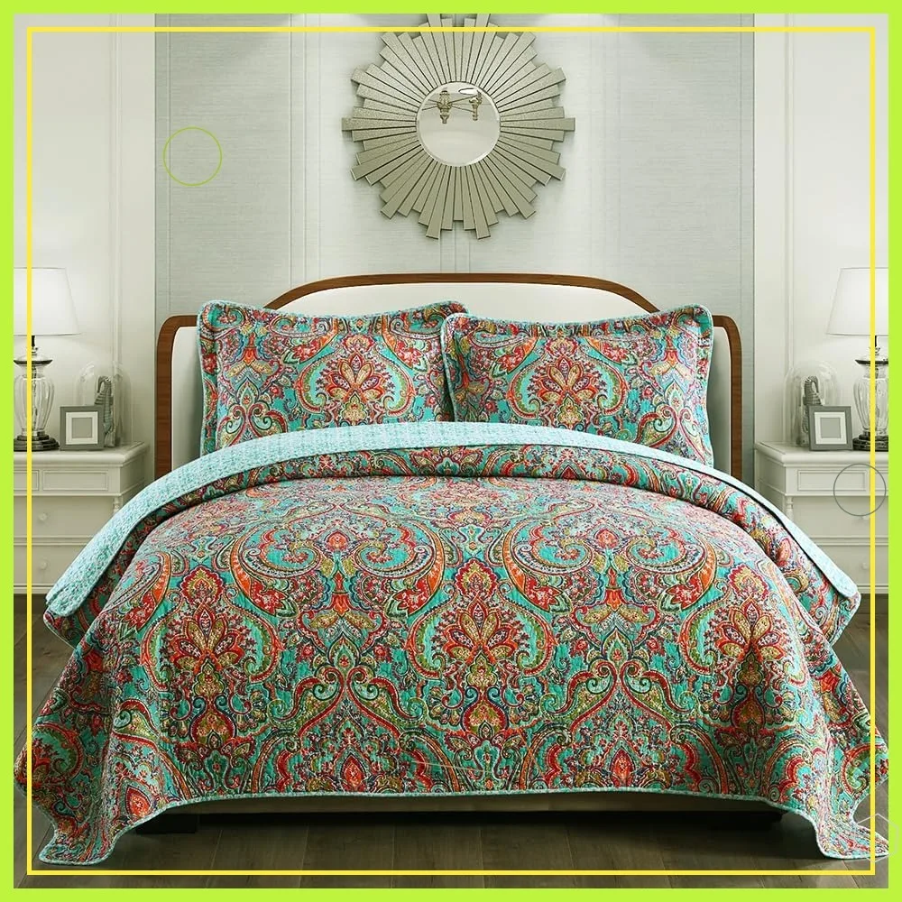 

Двусторонний комплект стеганых одеял в стиле пэчворк, европейский цветочный узор, хлопковое покрывало размера King Size