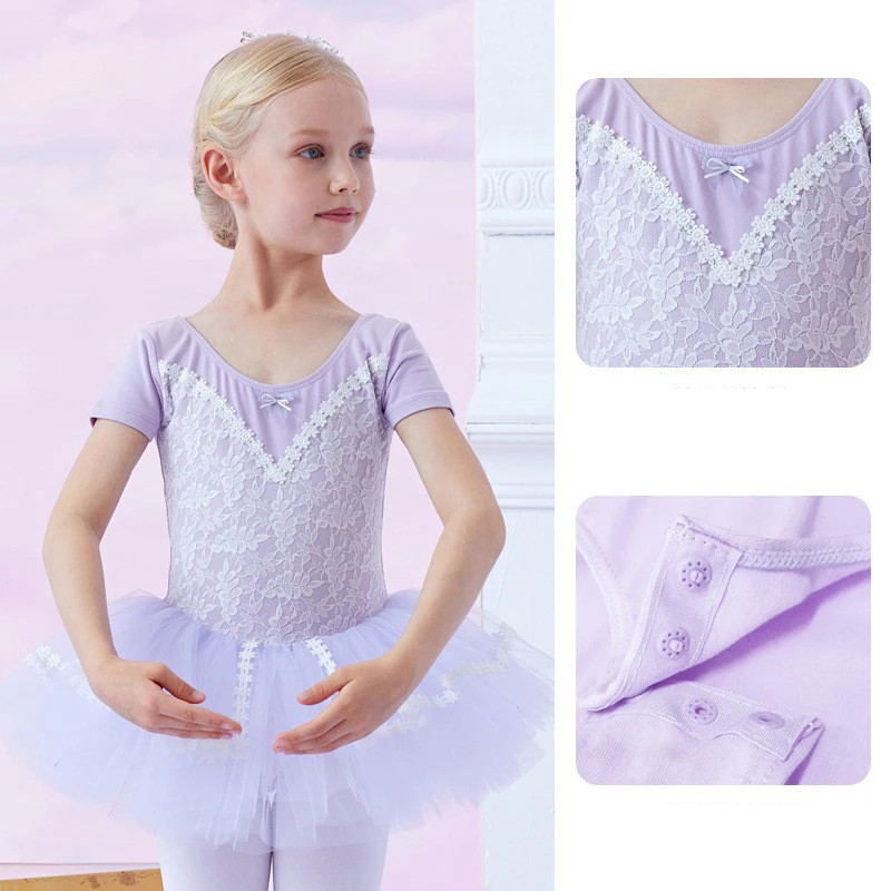 Dziecięce dziewczęce profesjonalne stroje do ćwiczeń baletowych dla dzieci, spódnica baletowa z długim lub krótkim rękawem, kostium taneczny, kostium gimnastyczny, tutu.