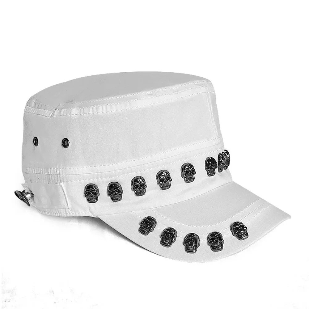 Cotton Material Skull Flat Top Cap Unique Punk Style Sports Visors Hats Adjustable Breathable Dancing Caps Men Women Unisex