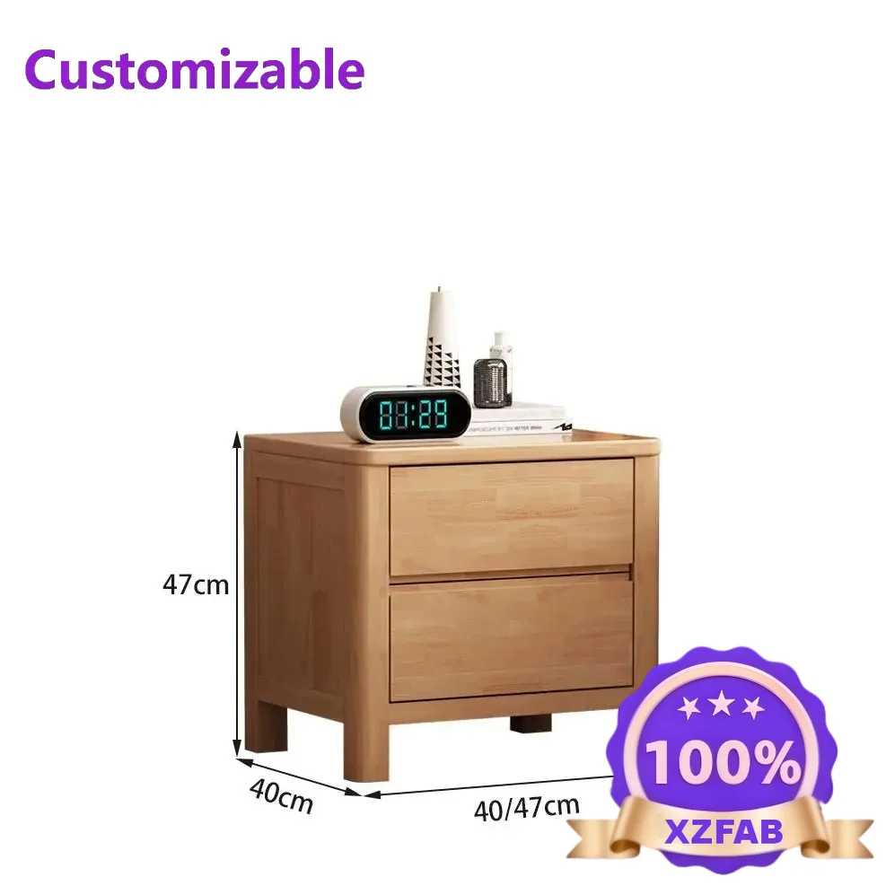 Factory Direct 2026 Bedroom all solid wood bedside table oak storage cabinet