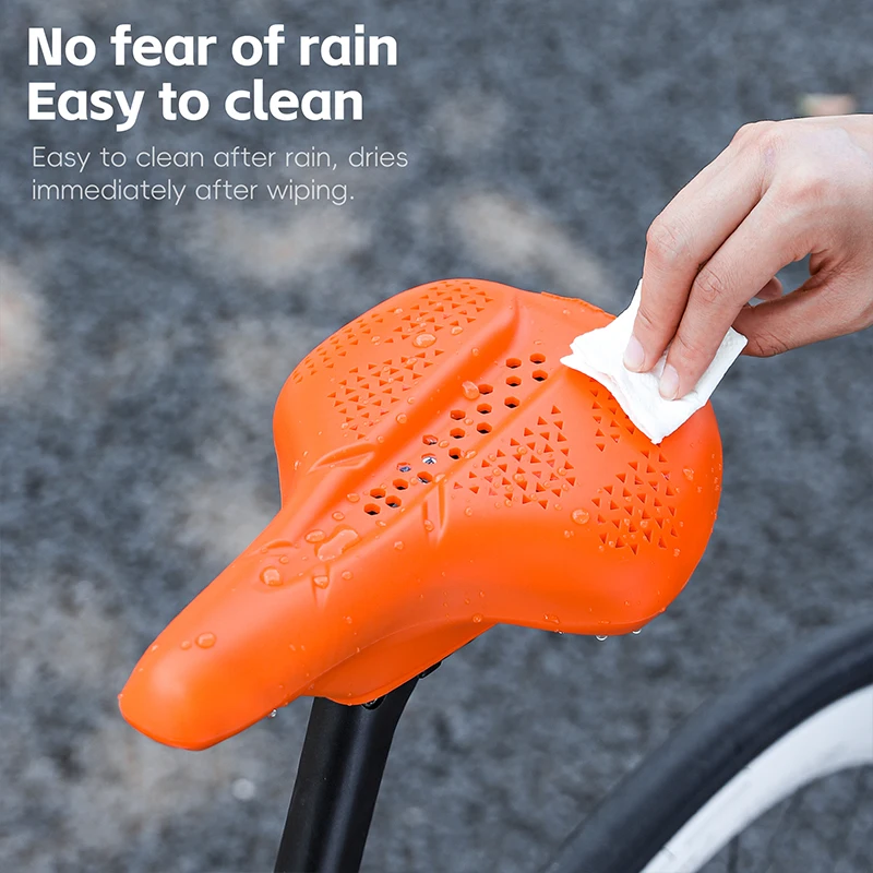 WEST BIKING Hollow Bicycle Saddle Cover Integrated Full Silicone High Elastic Bike Seat Cover Breathable Soft Cycling Seat Cover