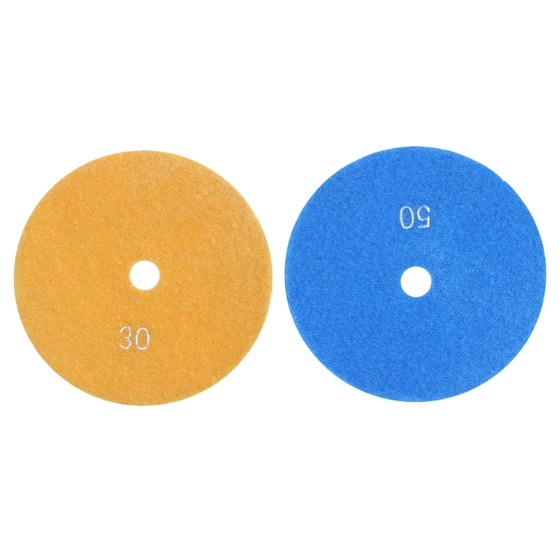 New2 Pcs 5 Inch 125Mm Wet Diamond Polishing Pads Marble Granite, Grits 50 & Grits 30