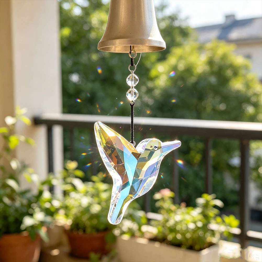 AB Aurora Faceted Crystal Hummingbird Suncatcher Pendant Rainbow Prism Window Hanging Ornament Home Garden Wedding Decor
