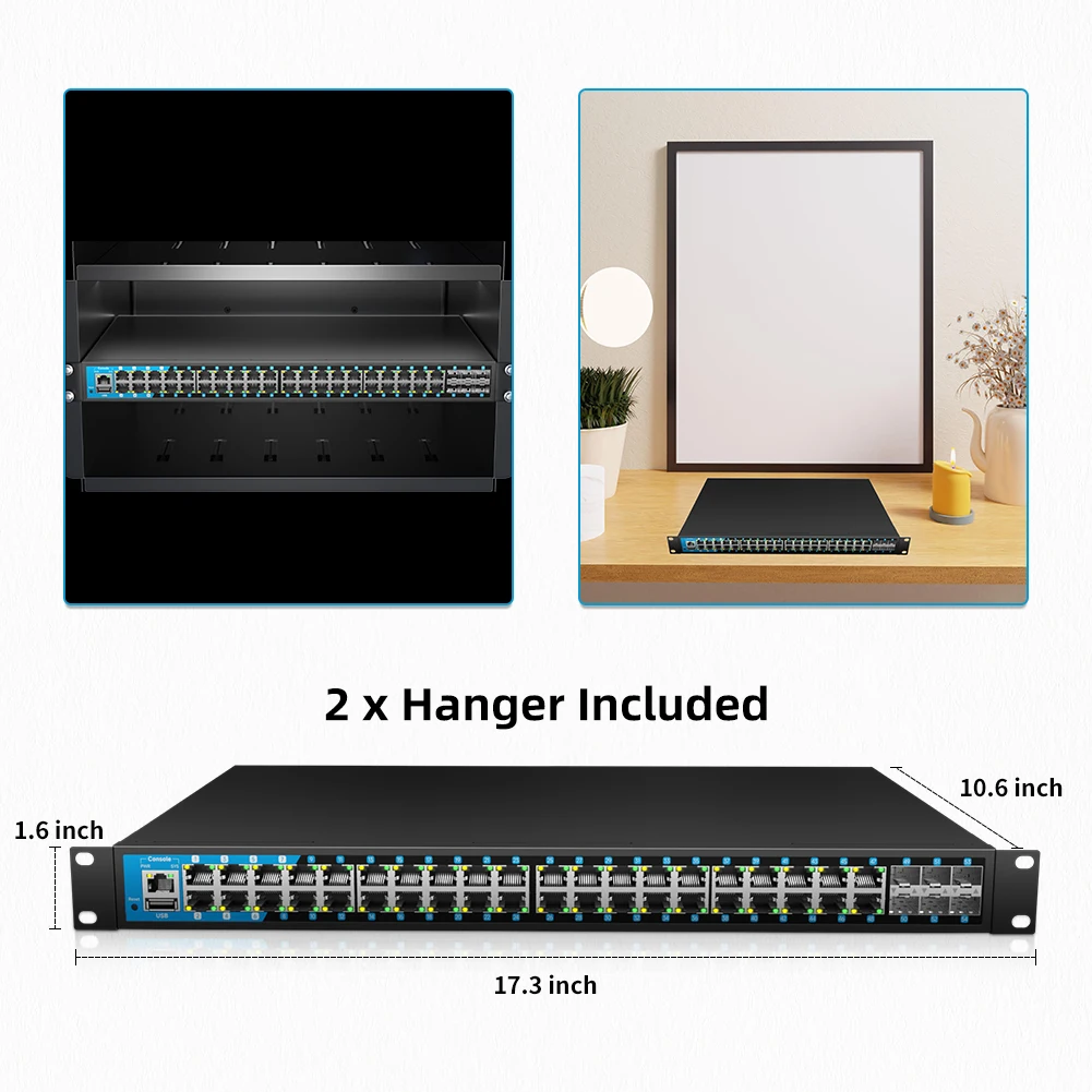 KeepLiNK 48-Port Gigabit Managed Switch with 48-PoE Ports and 6-10G SFP+ Uplink