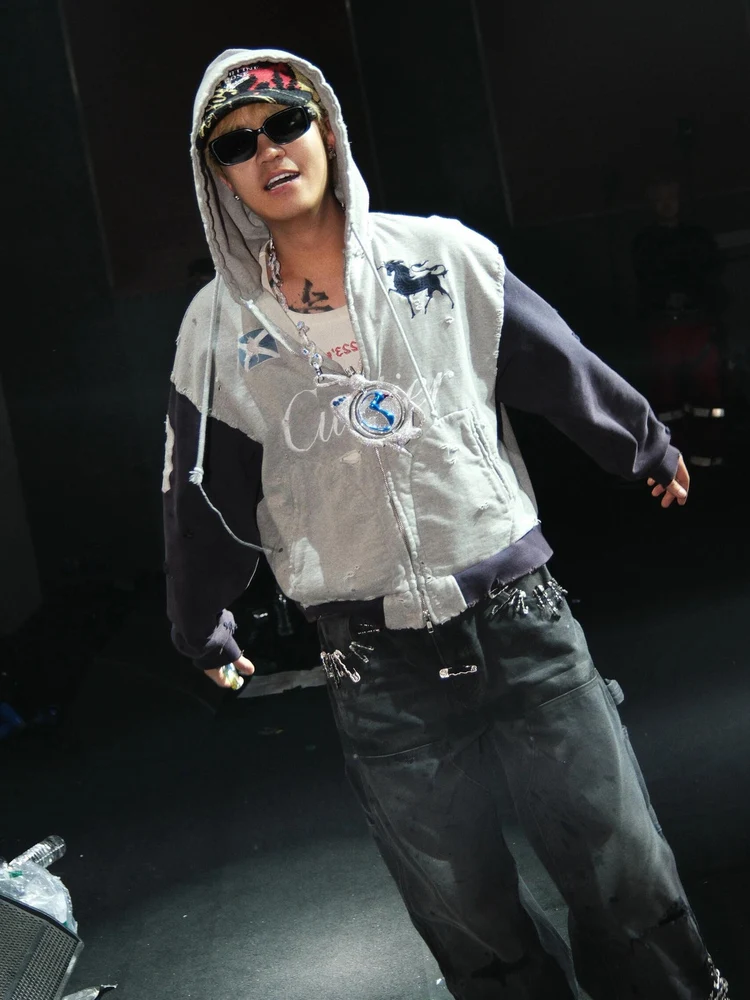 

Толстовка-худи Ailz Project American Sle с вышитой вышивкой, на молнии, свободного кроя, повседневная, для пар