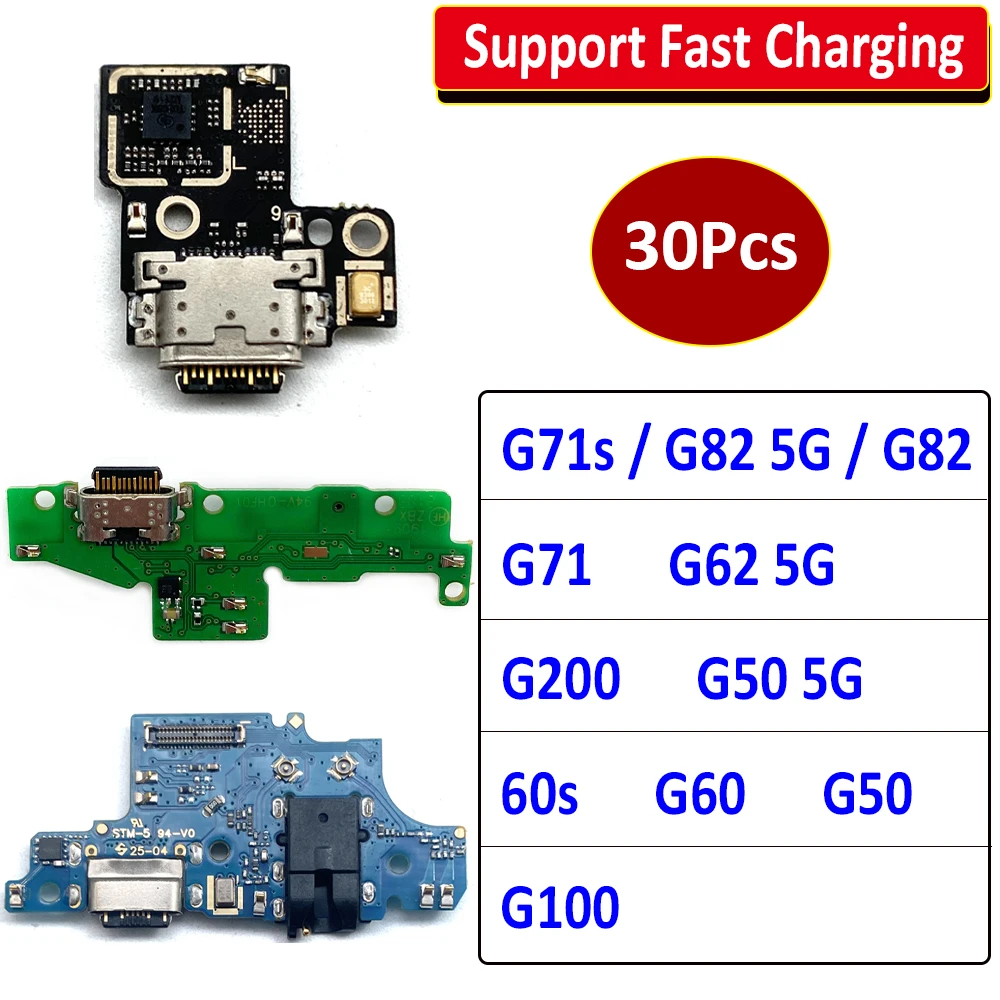 

30Pcs，For Moto G31 G41 G51 G22 G100 G200 G50 5G G60 G60S G71s G82 G62 USB Charging Port Flex Cable Connector Microphone Board