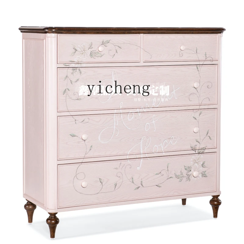 

ZF Vintage Chest of Drawers Living Room Wall Solid Wood Storage Painted High-End Storage Chest of Drawer