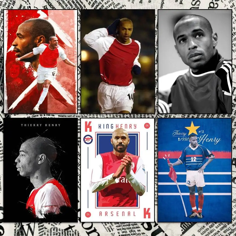 Titi T-Thierry Henry Football  Poster Self-adhesive Waterproof Paper Sticker Coffee House Bar Room Wall Decor