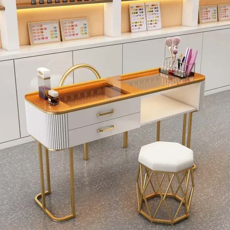 Simple Nail Table Salon Modern Luxury Nail Artist Manicure Table Wooden Storage Mesa De Manicure Professional Furniture