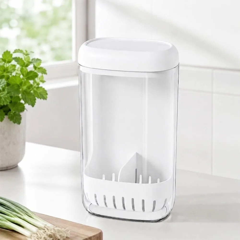 Clear Cilantro Hydroponic Box Upright Preservation Vegetable Container With Drainage Removable Divider Produce Saver Container