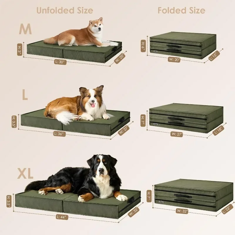 Collapsible Waterproof Dog Bed for Oversized Dogs - Outdoor Orthopedic Dog Bed with Washable Removable Lid with Handle