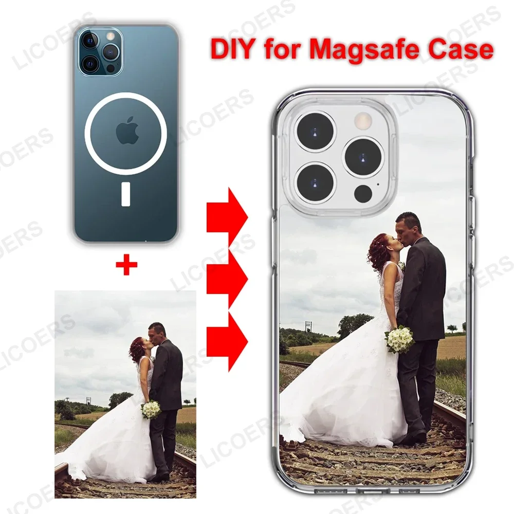 DIY Acrylic Wireless Charge Case for iPhone 16 15 14 13 12 Pro Max Plus Custom Photo Logo Cover Strong Magnetic Magsafe Shell