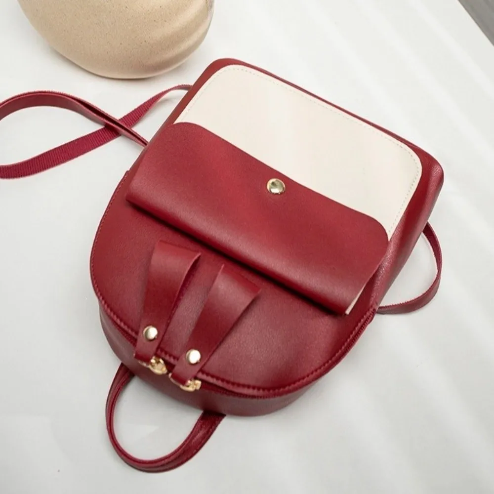 Versatile Mini Small Backpack PU Leather Adjustable School Bag Zipper Closure Phone Bag Gifts