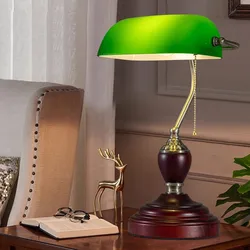 European Copper Bank Table Lamp Retro Creative Personalized Glass Table Lamp Living Room Bedroom Decorative Iron Bedside Lamp
