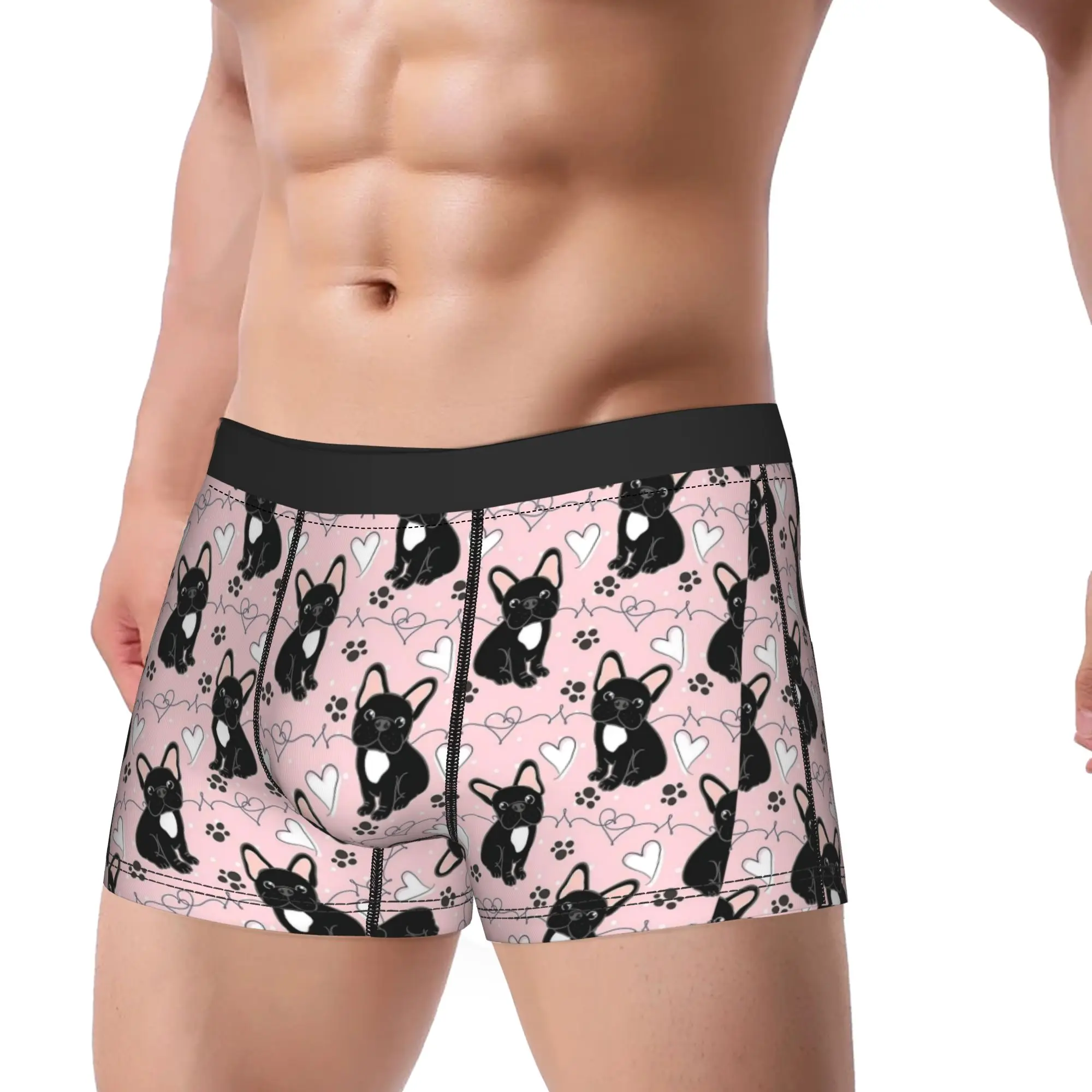 LOVE Frenchie French Bulldog   Black and White Boxer Brief  Underwear Hot Sale Male Comfortable Boxer Shorts Plus Size Panties