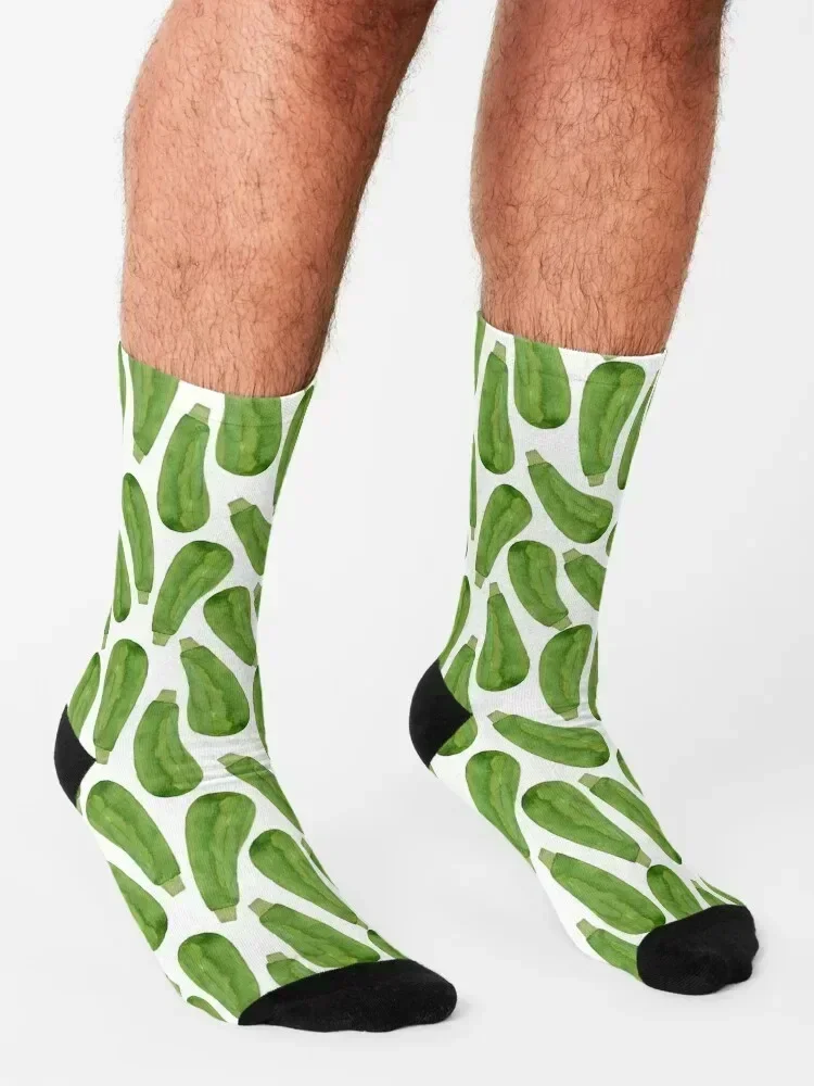 Watercolor green zucchini Socks hip hop hiphop kawaii Running Socks Men's Women's