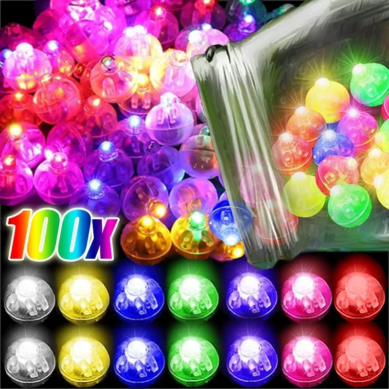 100/10PCS Round Mini LED Balloon Lights Colorful Flash Luminous Tumbler Ball Lamp Lantern Light Christmas Wedding Party Decor