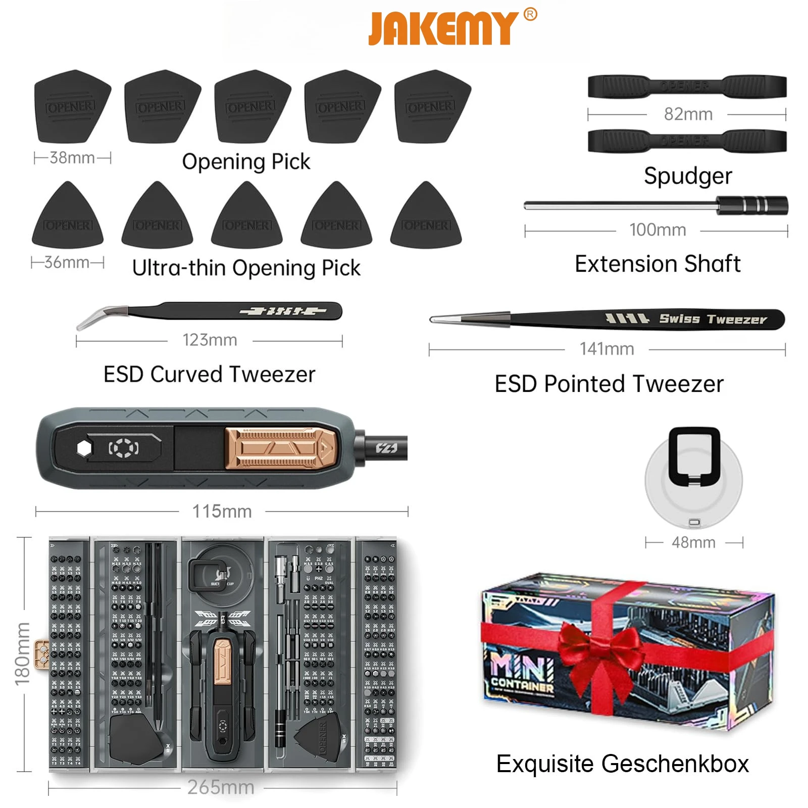 

JAKEMY 180 in 1 CR-V Manual Screwdriver Bit Precision Mini Toolbox Container Mobile Cell Phone Screwdriver Tool Kit