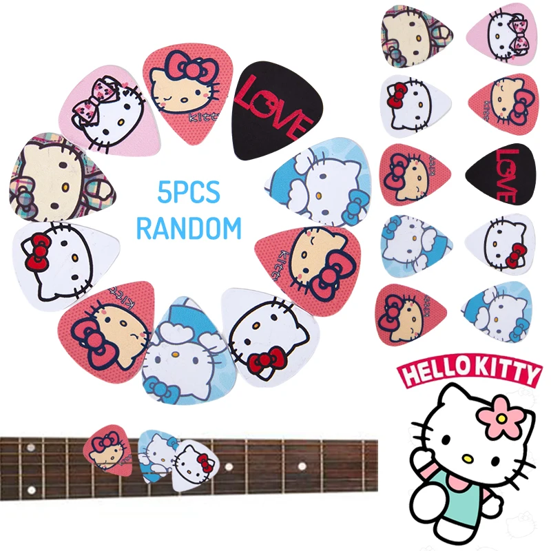 5Pcs Kawaii Sanrio Hello Kitty Guitar Picks Electric Smooth Bass Acoustic Guitar Instrument Accessories Gift Guitar Pick Tools