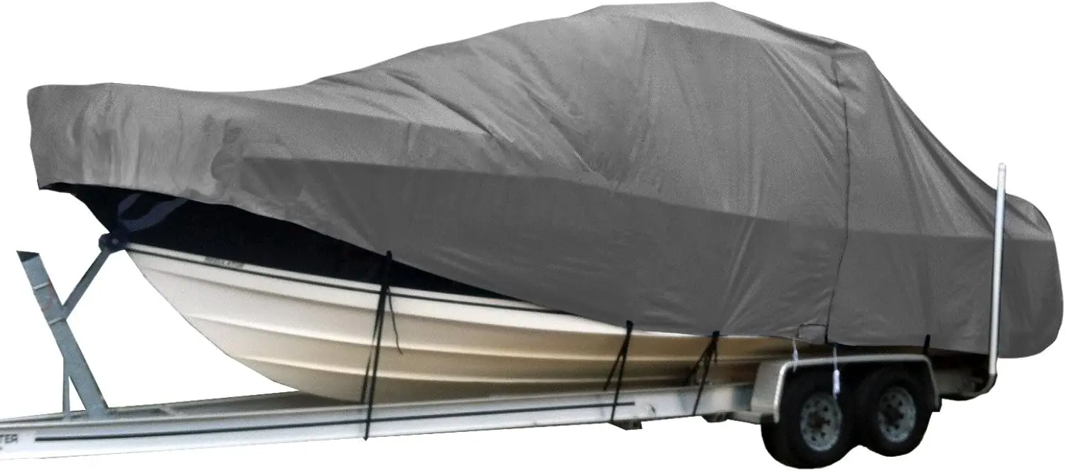 Heavy Duty Hard/T-Top Boat Cover Center Console T-Top Boat Cover Gray fits up to 18ft