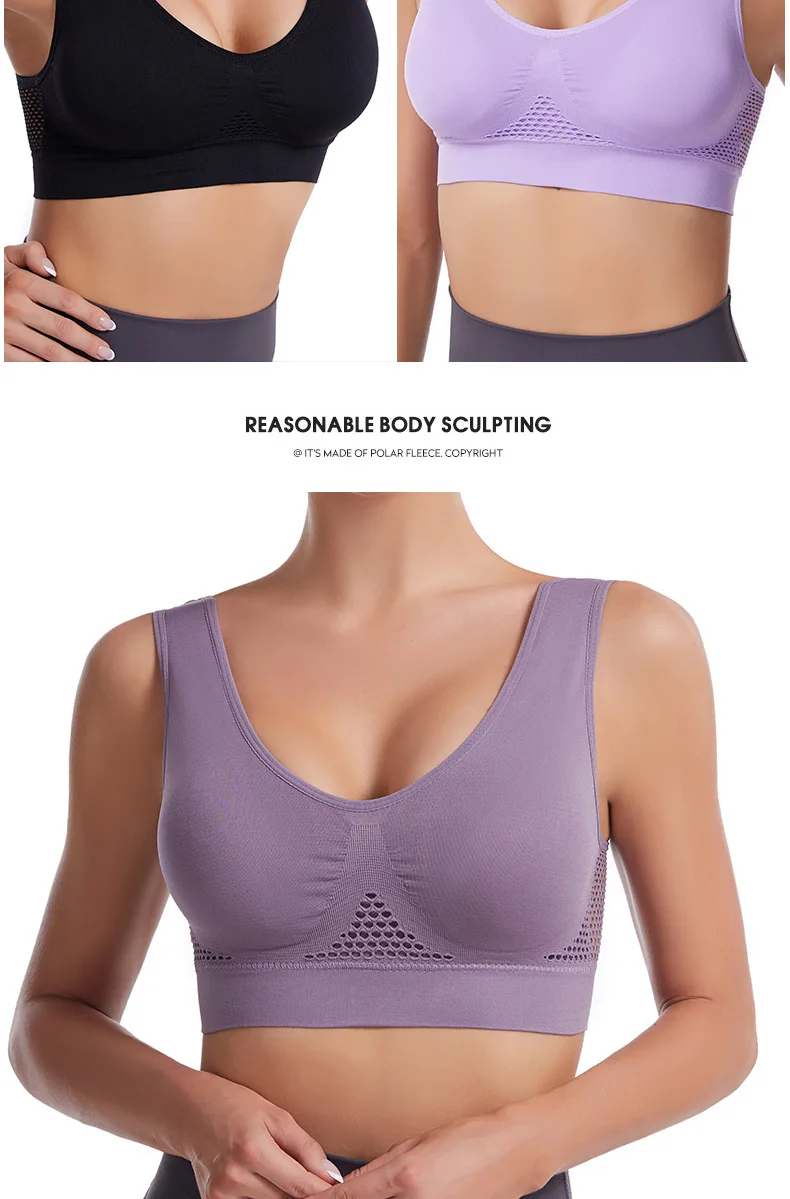Stoßfester Sport-Yoga-BH für Frauen mit herausnehmbaren Brustpolstern, S-7XL, sexy elastischer Rücken, Baumwoll-Schlaf-BH, bequemes Schlafoberteil. – Detail 13