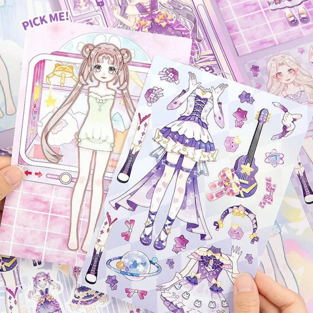 

Dress up Sticker Book Princess Makeup Stickers Girl Toy Clothing Matching Cartoon Handmade DIY Book Diary Decorative Gifts