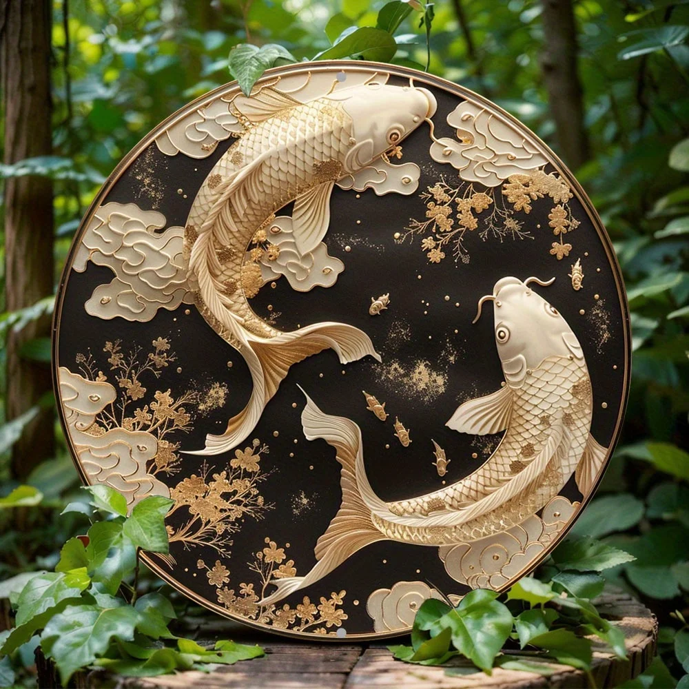 

Gothic Carp Themed Round Aluminum Flat Sign, Unique Office Room, Home Door Decoration, Holiday Gift, Wall Art Decor