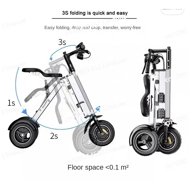 350W Lightweight Folding Electric Scooter Two Parents and Children,fashionable Portable Mini Three-wheeled Scooter with Children