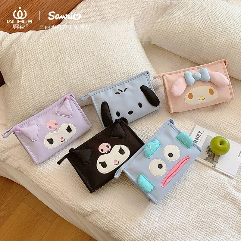 Kawaii Anime My Melody Kuromi Cartoon Makeup Bag Sanrioed Hangyodon Pochacco Toiletry Bag Commuter Bag Casual Tote Bag Kid Gift