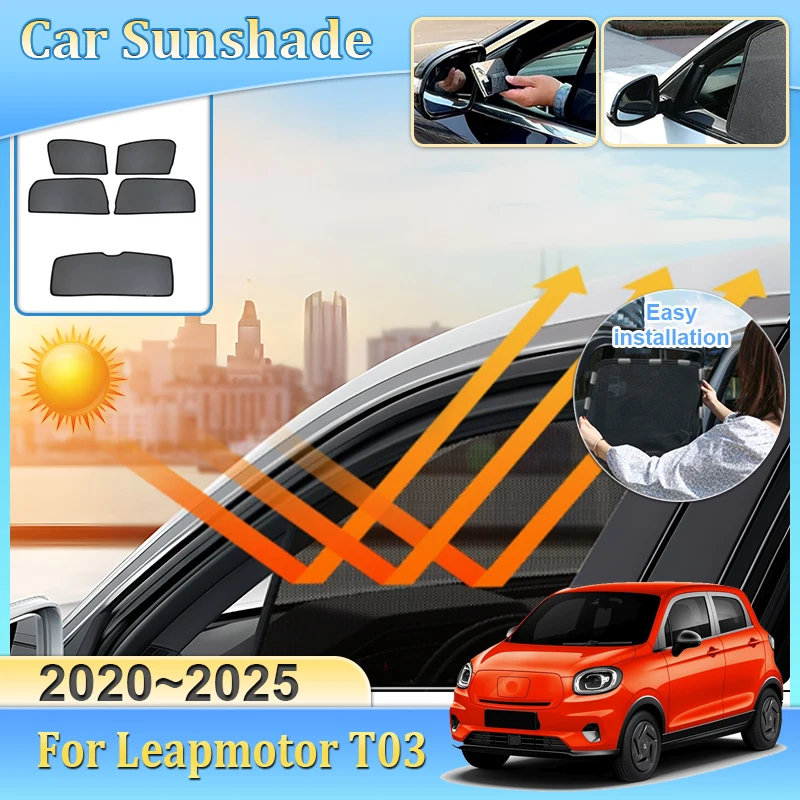 

Солнцезащитный козырек для Leapmotor T03 2020 2021 ~ 2025 автомобильный сетчатый солнцезащитный козырек магнитный солнцезащитный козырек теплоизоляционные инструменты козырек солнцезащитный автоаксессуары