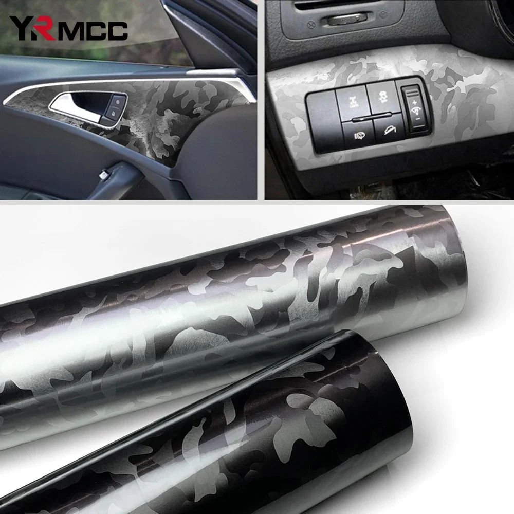 Carbon Fiber Film Ghost Gray Silver Glossy Car Sticker Anti Scratch PVC Forged Carbon Fiber Vinyl Wrap Films for Car Accessories