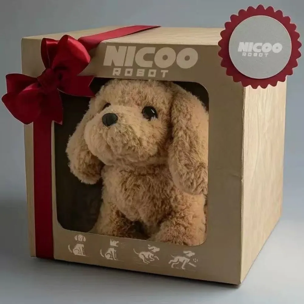Moda peluche robot cucciolo abbaiare camminare simulato cucciolo coda scodinzolante bambola di pezza morbida peluche cane robot giocattolo per bambini