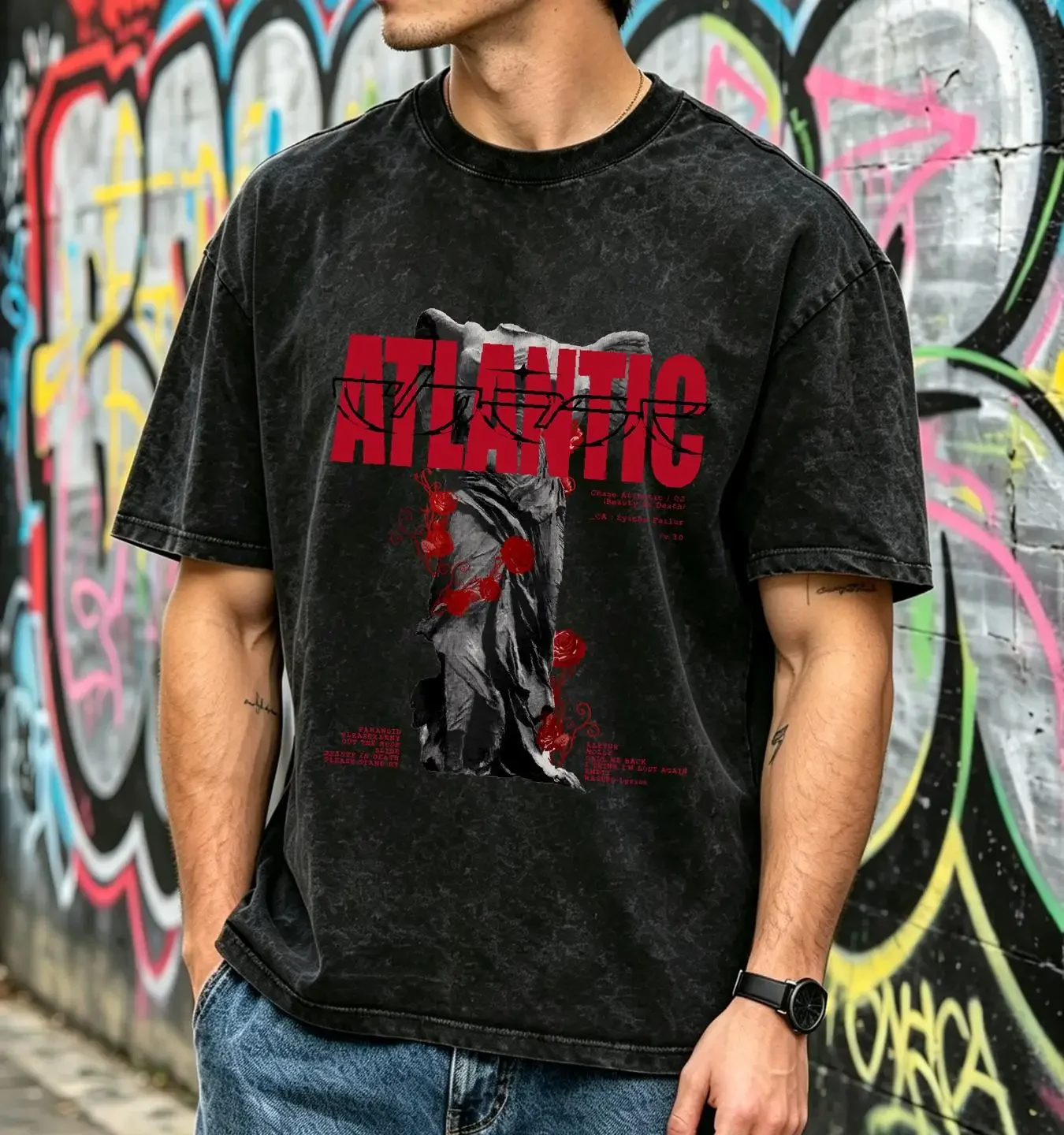 washed T Shirt Chase Atlantic Music Band Poster For Indie Merch vintage Washed streetwear Soft Unisex Comfortable fashion