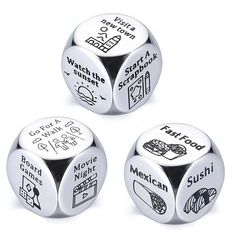 Stainless Steel Dice, Couple Friendly Communication Food Game Decision Dice, Choice Entanglement Disease Gospel