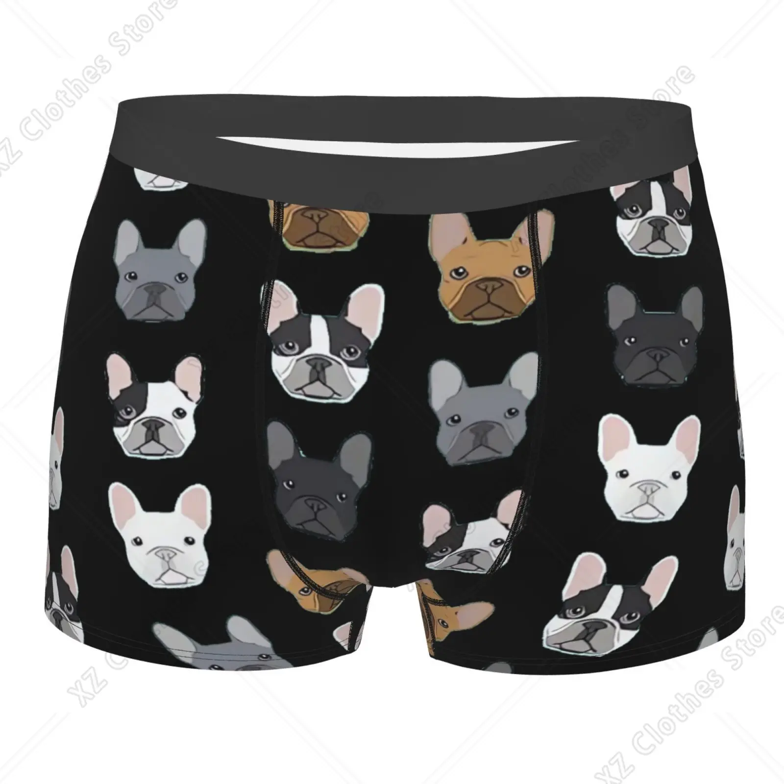 Cute Bulldog Pattern Men Printed Boxer Briefs Underwear Highly Breathable Boxer Shorts Panties Breathable Underpants for Homme