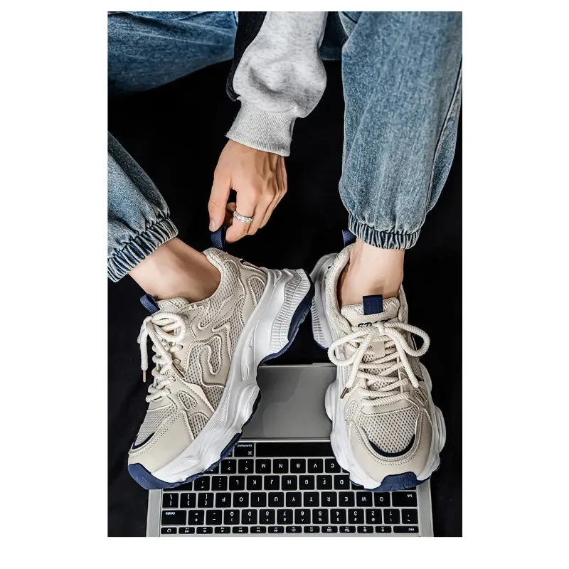 

Student thick soled mesh breathable casual sports shoes four seasonal men's outdoor soft sole comfort running shoes male sneaker