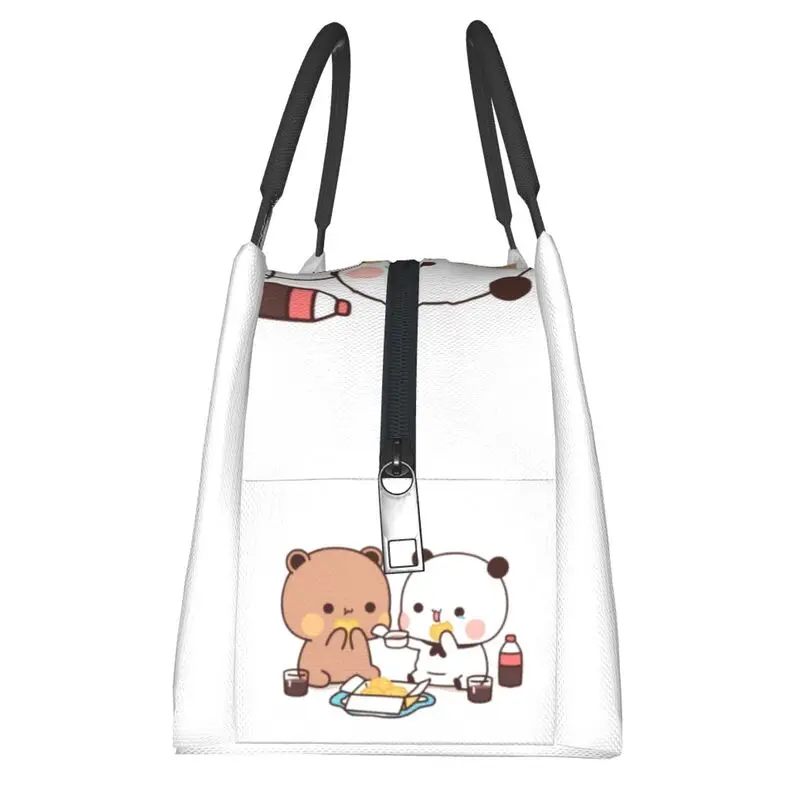 Kawaii Mochi Cat Peach E Goma Isolado Térmico Lunch Bags Mulheres Resuable Almoço Tote para Armazenamento Ao Ar Livre Piquenique Refeição Food Box