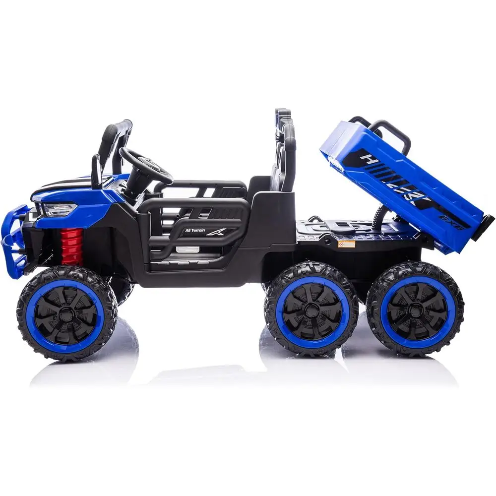 รถดัมพ์ไฟฟ้า 24V แบบ 2 ที่นั่ง พร้อมรีโมทคอนโทรล กระบะดัมพ์ไฟฟ้า ขับเคลื่อน 4 ล้อ ล้อ 6x6 พร้อมระบบเสียงและที่เก็บของ