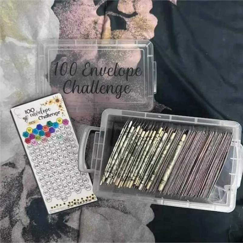 100 Envelope Challenge Box Set Easy And Fun Way To Save 10,000, 100 Envelopes Money Saving Challenge Box Reusable