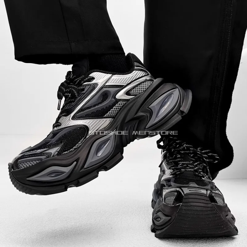 Thick Soled Casual Sports Shoes Sneakers Dad's Shoes Men Trendy Brand High-End Cat Eye Shoes Height Increasing Mecha Style Shoe