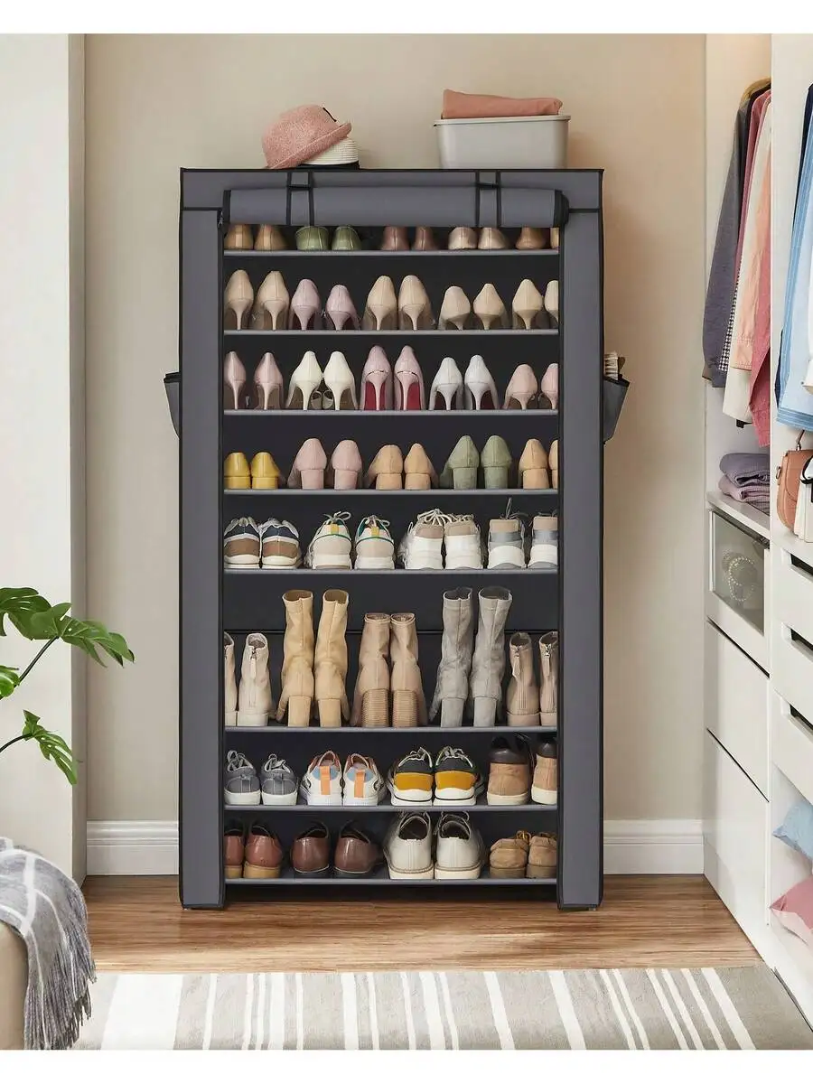 Shoe Rack, 9 Tier Shoe Organizer With Nonwoven Fabric Cover, Shoe Storage Shelf For 40-50 Pairs Of Shoes, Entryway, Suitable For