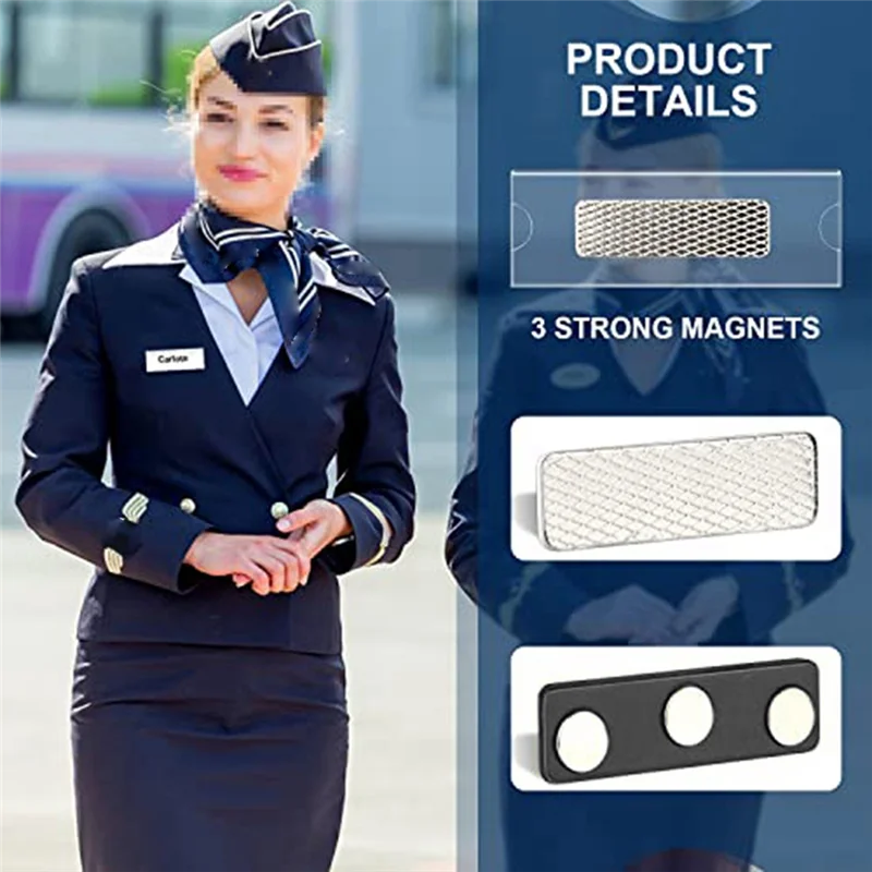 

Sensitive Magnetic Name Tags Kit Magnetic Badge Holders With 3 Strong Magnets, Business Name Tag/ID Badge Set Of 10