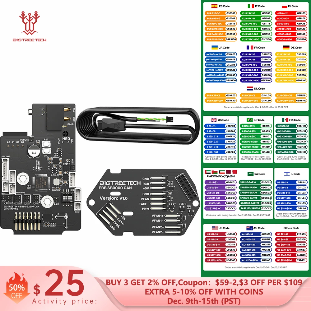 BIGTREETECH EBB SB2209 CAN/USB Board For Klipper Voron StealthBurner KNOMI Octopus Pro Raspberry Pi Canbus HeadTool PT1000