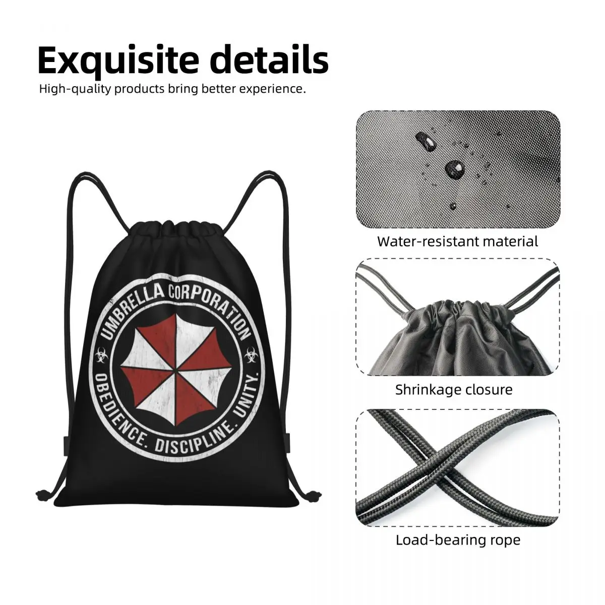 Grunge Umbrellas Corporations Drawstring Backpack Sports Gym Bag for Women Men Video Game Shopping Sackpack