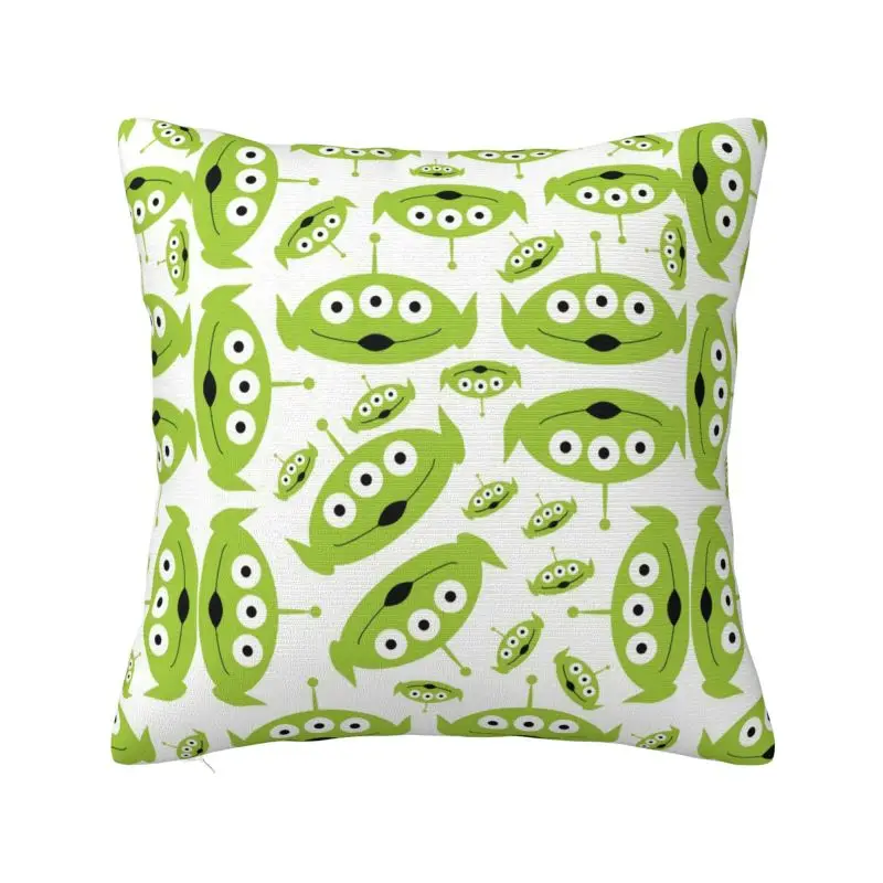 Custom Nordic Style Toy Story Cartoon Cushion Covers 40x40cm Velvet Green Aliens Throw Pillow for Car Square Pillowcase