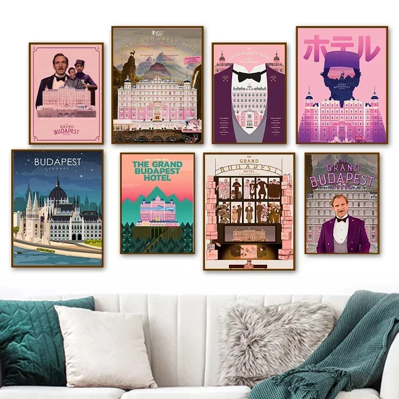 قماش اللوحة الفيلم الكلاسيكي فندق جراند بودابست المشارك يطبع صور فنية للجدران لديكور غرفة المعيشة #1