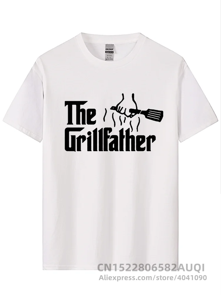 Men's Fashion The Grillfather Grey Funny BBQ Grill Chef Tee Shirt Cotton Short Sleeve T-Shirt